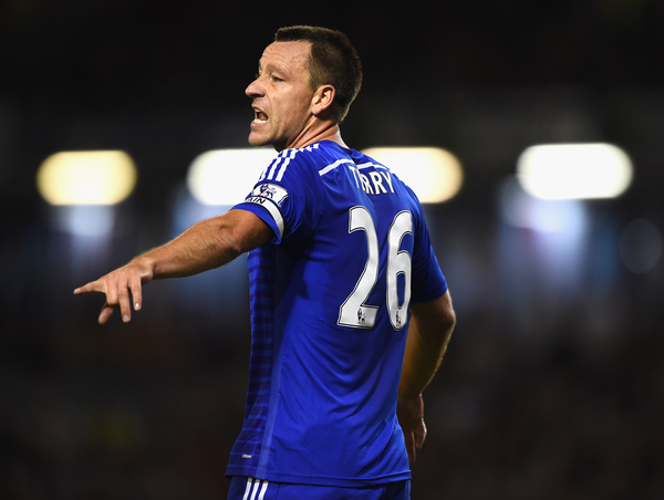 BURNLEY, ENGLAND - AUGUST 18: John Terry of Chelsea looks on during the Barclays Premier League match between Burnley and Chelsea at Turf Moor on August 18, 2014 in Burnley, England.  (Photo by Laurence Griffiths/Getty Images)